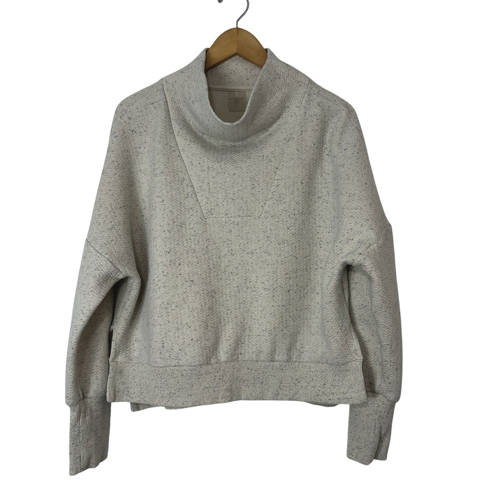 Calia by Carrie Underwood Sweatshirt Funnel Mock‎ Neck Women's Small Cream Blue